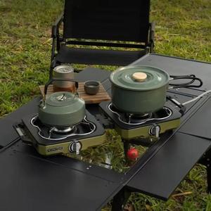 휴대용 캠핑 버너 접이식 더블헤드 스토브 가스 2구