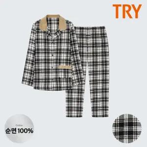 트라이 여성긴팔잠옷 여자겨울잠옷 순면 기모 파자마 바지 상하 세트