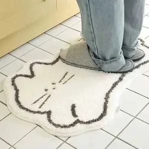 부엌 주방 싱크대 발 매트 소형 러그 고양이 모양 (WFKHEFW)