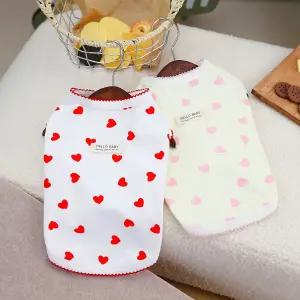 하트 나시 민소매 티셔츠 애견옷 나들이 산책