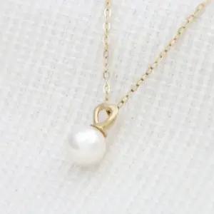 14K GOLD 6mm 진주 하트 금 펜던트 (WFKJQG7)