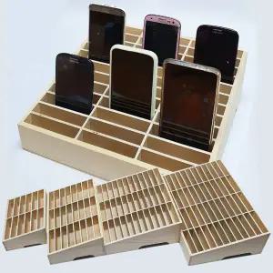 핸드폰보관함 데스크용/원목 스마트폰 수거케이스 거치대 정리함 학교 학원 사무실 회의실 시험장 준비물