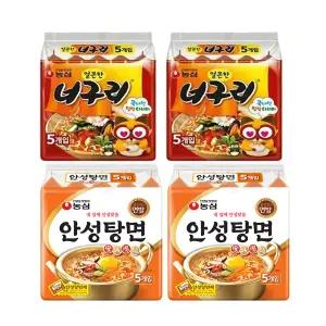 농심 얼큰한너구리 120g, 5입, 2개 + 안성탕면 125g, 5입, 2개