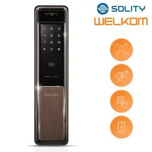 솔리티 웰콤 3D 얼굴 인식 푸시풀 WSP-2900A 안면인식+지문+카드키2개+번호키 블루투스(옵션) 현관문 디지털도어락 교체