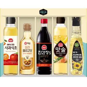명품5종 선물세트 /설 명절 단체선물 답례품 식용유 간장 식초 올리고당 해표 백설 직원 회사단체
