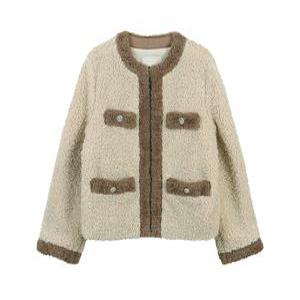 [플라스틱아일랜드]컬러 배색 숏 무스탕 자켓 PP4MJ082