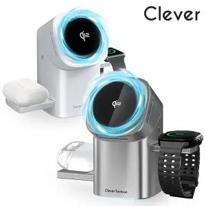 [클레버] Qi2 맥세이프 3in1 원터치 쿨냉각 무선충전기 갤럭시워치 애플워치