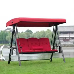 3인용 그네의자 그늘막 흔들 레드 (WFHJLGG)