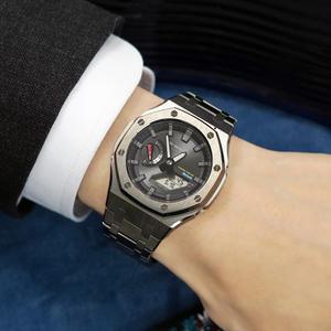 지샥 지얄오크 차콜 그레이 실버 풀메탈 커스텀 블루투스 터프솔라 전자손목시계