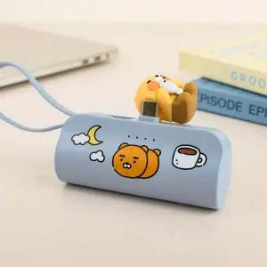 카카오 프렌즈 춘식이 도킹형 보조배터리 하늘색 1개 스탠드형 미니 고속충전 8핀 C타입 일체형 5000mah