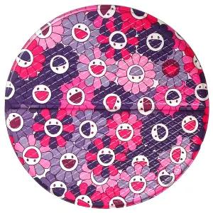 해피플라워 사우나방석 원형 (L) 32cm 핑크퍼플 양면 반접 사우나매트 국산제조 캠핑 목욕 원형방석