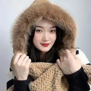 머플러 코지데잇 브라운 후드 후드머플러