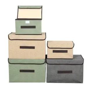 패브릭 접이식 수납함 모던 스타일 다용도 정리박스 옷정리 방지커버 포함 (WFJ6588)