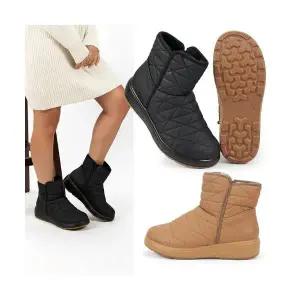 여성 패딩 앵클부츠 4cm 굽 키높이 방한 겨울 부츠
