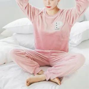 겨울 따뜻한 부드러운 핑크 시보리 수면잠옷 상하세트 사계절아이템