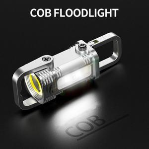 미니 키 체인 손전등 충전식 방수 비상 작업 조명 휴대용 7 모드 경고등 야외