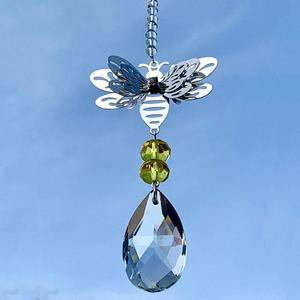 다미식 수제 벌 크리스탈 볼 프리즘 자동차 펜던트 행잉 데이전구 램프 홈 장식 선캐쳐 콜렉터 가든