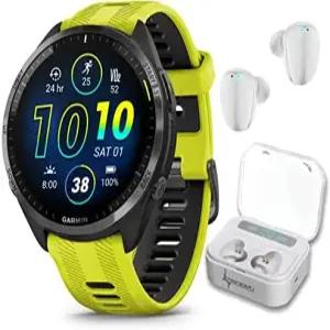 웨어러블4U - 가민 포러너 965 경량 티타늄 47mm AMOLED 디스플레이 최대 23일 배터리 수명 트라이애슬론