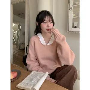 [공구우먼] [엠디픽] 시엔 소프트 컬러 베이직 브이넥 니트 85861 빅사이즈 여성의류