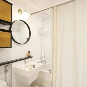 커튼링포함 반투명 샤워 커튼 미색 중형 150X200CM 화장실 방수 커텐