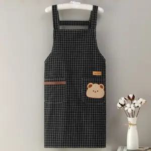 체크 코튼 곰돌이 앞치마 방수앞치마 주방앞치마 카페앞치마 미용실앞치마 원피스앞치마 바리스타앞치마