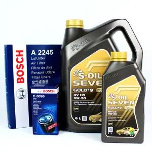 쏘렌토R 디젤 엔진오일 보쉬 에어필터 오일필터 세트 세븐골드 RV C2 C3 5W30 7L A2245 O0096