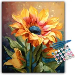 성인 초보자를 위한 숫자 키트의 오피토 페인트 캔버스의 해바라기 아크릴 가정 장식용 디지털 오일 페인팅