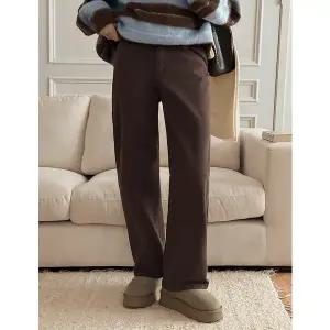 [공구우먼] 요텐 히든밴딩 코튼 기모 와이드일자 팬츠 85914 빅사이즈 여성의류