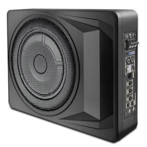 내장 앰프가 있는 10인치 1200W 슬림 언더 시트 카 서브우퍼 - 차량/트럭용 파워 서브우퍼, 고/저레벨 입력, 리모컨, 향상된 베이스(14인치 L x 10.2인치 W 3인치 H)