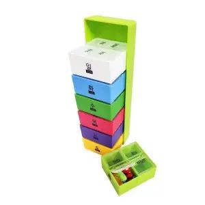 헬로제인 무지개 일주일 4칸 휴대용 약통