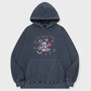 어쿠스틱캣 피그먼트 후드티 다크블루