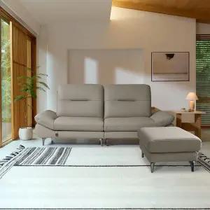 [다우닝] 센느 3인 전체 천연가죽 소파 + 스툴