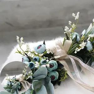 조화장식 쉐비로즈 가렌더 조화 꽃 리스 벽걸이장식 Ver2