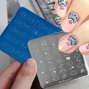1Pcs 귀여운 멀티 표현 고양이 네일 스탬핑 플레이트 6*6cm 새끼 사랑 스텐 프린트 손쏘 템플릿 DIY 아트