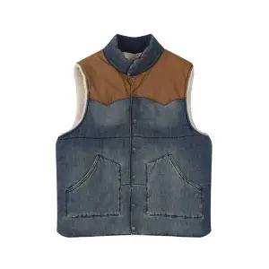 [버커루][버커루] 남성) 가죽 배색 데님 패딩 베스트 (B254DV100P) (P003750970)
