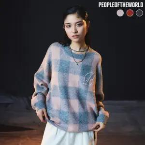 (런칭가 99,000원) 알파카 울혼방 체크 풀오버