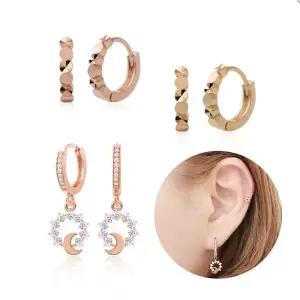 [룽스]베이직 기본 원터치 링 귀걸이 14K 14k골드핀귀걸이