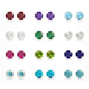 [룽스]탄생석 컬러 큐빅 금 귀걸이 14K 3월