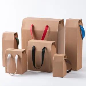 (2줄 수제청 손잡이) 선물상자 일체형 크라프트 크래프트 대형 큰 작은 종이 포장박스 선물세트 낱장 조립식 수건 유리병 미니 답례품 기프트 들기름 소형 병 골판지 오란다 명절 설 설날 카톤 잼 와인 캔들 패키지