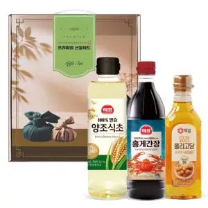 프리미엄실속3종(식초+홍게간장+올리고당) 식용유세트 오일선물세트 추석 명절 설선물