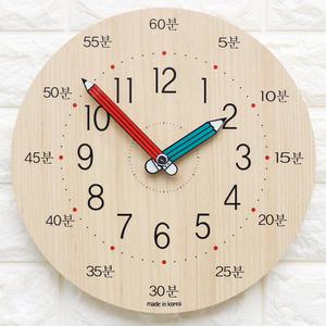 국산 교육용 무소음 벽시계 스터디220K 어린이시간공부 유리없는 가벼운 아이방시계 유치원 아동용학습교구