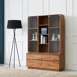 [우아미가구]이브릴 투서랍 유리책장 1200