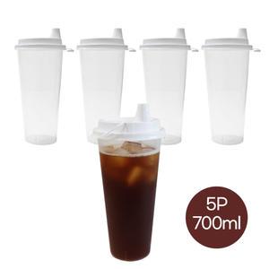5P 하니 다회용 리유저블컵 700ml 뚜껑세트 일회용컵 카페 물컵 텀블러 뜨거운물가능 캠핑 피크닉