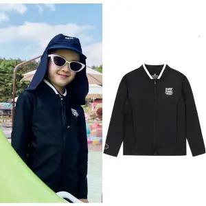 [네파키즈](강남점)KKD3017 시크블랙 래시가드 집업탑