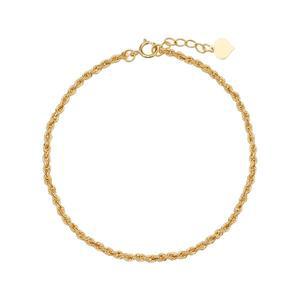 [모아르]18K 금 팔찌 할로우 로프 체인 옐로우 골드