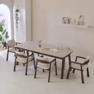 카펜터홈 오클레 원목 양면 포세린세라믹 식탁 1600식탁 의자2개+2인벤치) 1600 1950