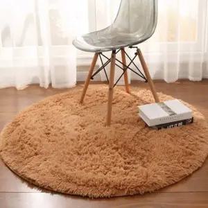 원형 장모 200cm 브라운 소프트 러그 (WFHJLT2)