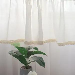 숏 커튼 레이스 선반가리개 부엌 미니 바란스 린넨 (WFHJEYX)