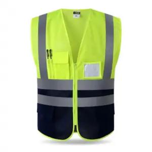 6포켓 망사 안전 관리자 조끼 형광 노랑 XXL 고휘도 야광 반사띠 현장 작업복