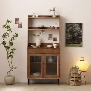 나무뜰 헤이즐 원목 모루유리 주방 서랍 수납장 세트 800 GM404C (착불)